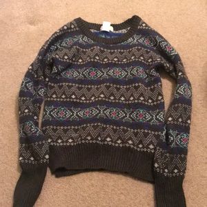 Cozy gray fair isle pullover sweater
